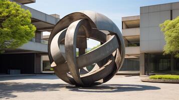 AI generated A modern sculpture harmonizing with brutalist surroundings. Generative AI photo