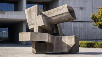 AI generated A modern sculpture complementing brutalist surroundings. Generative AI photo