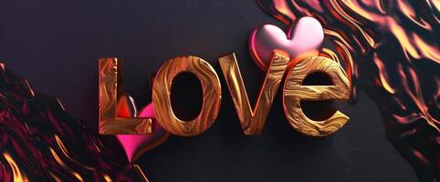 AI generated the word love is placed on valentine's day on black background photo