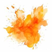 AI generated abstract hand drawn watercolor splash in orange colors isolated photo