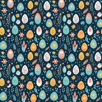 AI generated Chamomile and Easter Eggs Watercolor Pattern photo