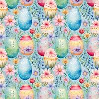 AI generated Pastel Dream. Soft Easter Egg Watercolor Pattern photo