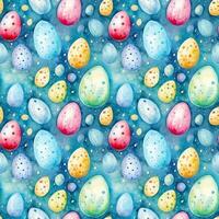 AI generated Vibrant Easter. Egg and Tulip Watercolor Pattern photo