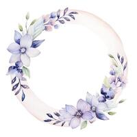 ai generado mano dibujado acuarela pintura de Boda circulo floral marco con Copiar espacio foto