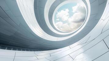 AI generated Abstract Architecture Background featuring a White Circular Building photo