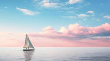 AI generated A serene seascape with a sailboat on the horizon. Generative AI photo
