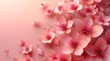 AI generated Pink flower background with space for text or greeting card design photo
