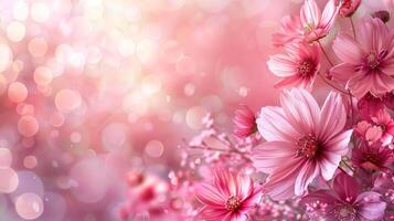 AI generated Pink flower background with space for text or greeting card design photo