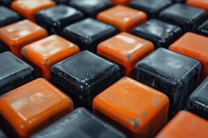 ai generado cerca arriba de naranja y negro computadora teclado foto