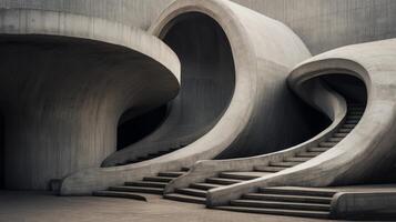AI generated A stark contrast between brutalist lines and organic shapes. Generative AI photo