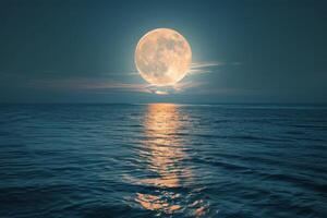 AI generated Full Moon Over Ocean photo