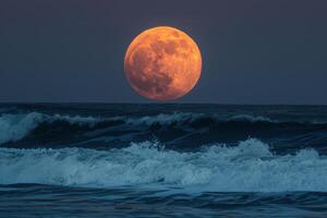 AI generated Full Moon Over Ocean photo