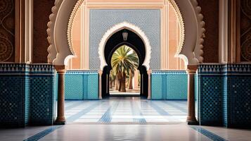 AI generated A traditional islamic archway with mosaic tiles. Generative AI photo