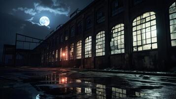 AI generated Building under the glow of a full moon. Generative AI photo