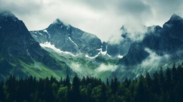 AI generated An authentic, unretouched photograph of a mountain range. Generative AI photo