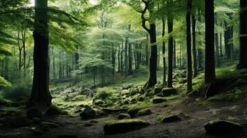 AI generated An authentic, unretouched photograph of a forest. Generative AI photo