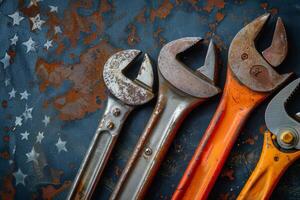 AI generated Assorted Tools Arranged on Table photo