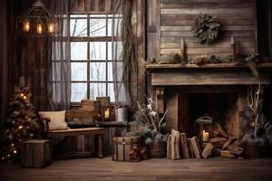 AI generated Charming and rustic holiday decorations. Generative AI photo