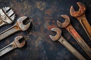 AI generated Assorted Tools Arranged on Table photo