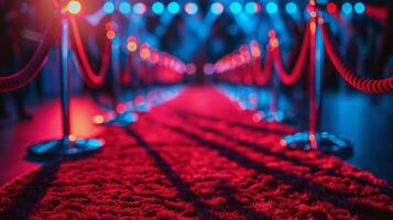 AI generated Red Carpet With Ropes and Barriers photo