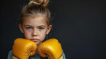 AI generated Young Girl in Yellow Boxing Gloves photo