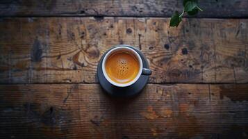 AI generated Coffee Cup on Wooden Table photo