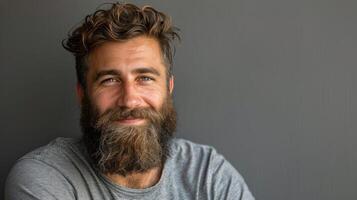 ai generado sonriente hombre con barba foto