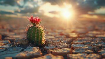 ai generado pequeño cactus en Desierto foto