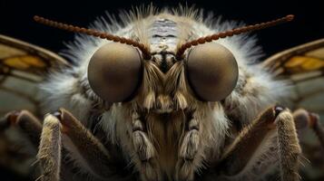 AI generated Extreme hyperzoom capturing the detail of a moth. Generative AI photo