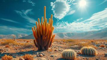 ai generado cactus en pie en Desierto foto