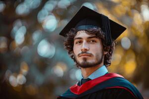 AI generated Man in Graduation Cap and Gown photo