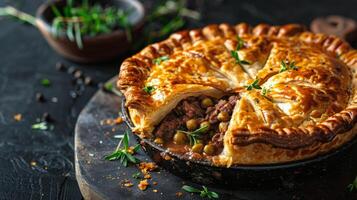 AI generated Pie With Rosemary Sprig photo