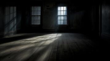 AI generated Haunting whispers in empty room. Generative AI photo
