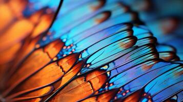 AI generated Hyper zoom closeup of a butterfly's wing. Generative AI photo