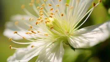 ai generado hiper enfocar de cerca de un delicado flor silvestre en floración. generativo ai foto