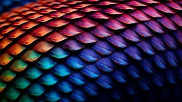 AI generated Hyper zoom of vibrant snake scales. Generative AI photo