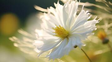 AI generated Hyper zoom shot of a delicate wildflower in the wind. Generative AI photo