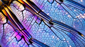 AI generated Hypnotic hyper zoom into the pattern of a dragonfly's wing. Generative AI photo