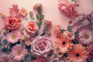 AI generated Cluster of Flowers Adorning Wall photo