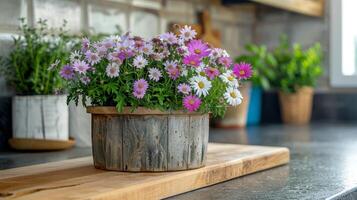 AI generated Colorful Flowers in Pot photo