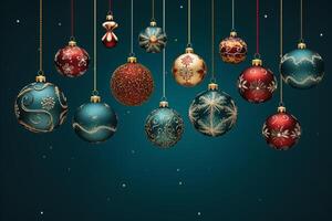 AI generated Intricate christmas ornaments against a backdrop. Generative AI photo