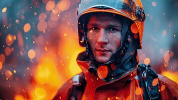 AI generated Firefighter in Full Gear photo