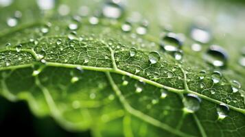 AI generated Mesmerizing hyper zoom of a dew covered leaf. Generative AI photo
