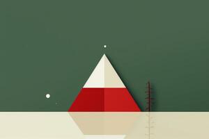 AI generated Red and white triangle on a green background. Generative AI photo