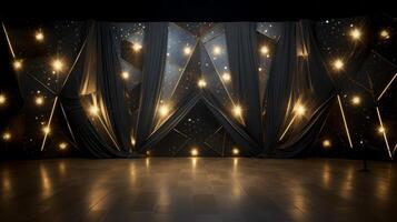 AI generated Stage with a curtain and lights on it. Generative AI photo