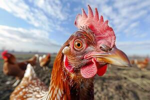 AI generated Close-Up of Rooster on Farm photo