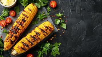 AI generated Grilled Corn on the Cob With Butter and Herbs photo