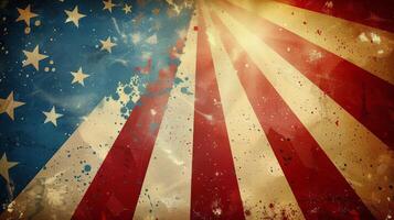 AI generated Grungy American Flag Background With Stars photo