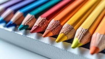 AI generated Row of Colored Pencils on Wall photo