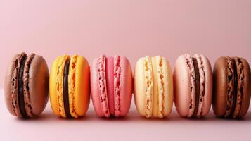 AI generated Row of Colorful Macaroons photo